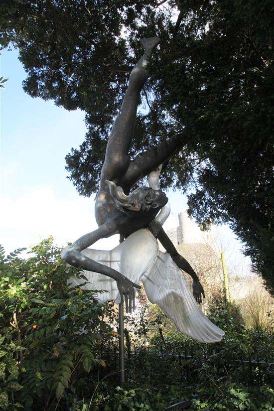 A monumental bronze and phenolic sculpture; Leda and the Swan, by Gerry Downes H. 5m. W. 2.6m approx.